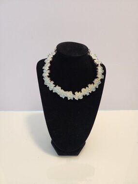 Sterling Silver Blue and Green Geometric Choker Necklace